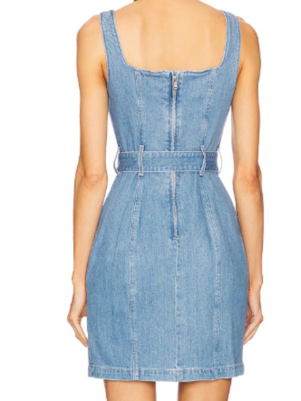 NWT L'AGENCE Denim "Midy" Belted Sleeveless Mini Dress Pockets Retail - Size 6 - Picture 6 of 15